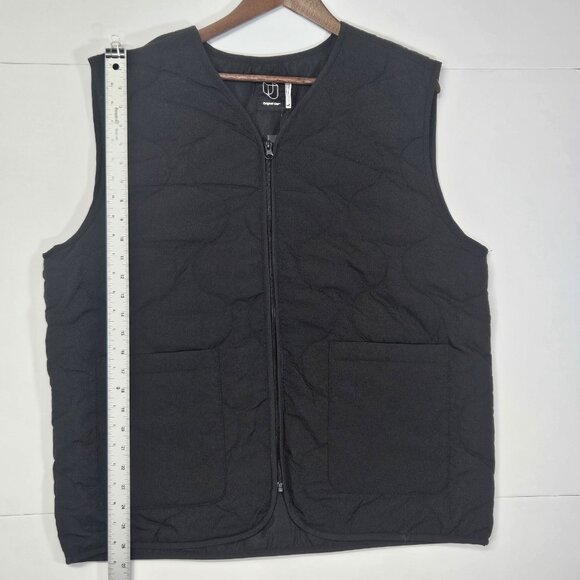 Quilted Black Vest W Pockets Original Use Men Size L Full Zip-Up Lightly Padded - Picture 8 of 11